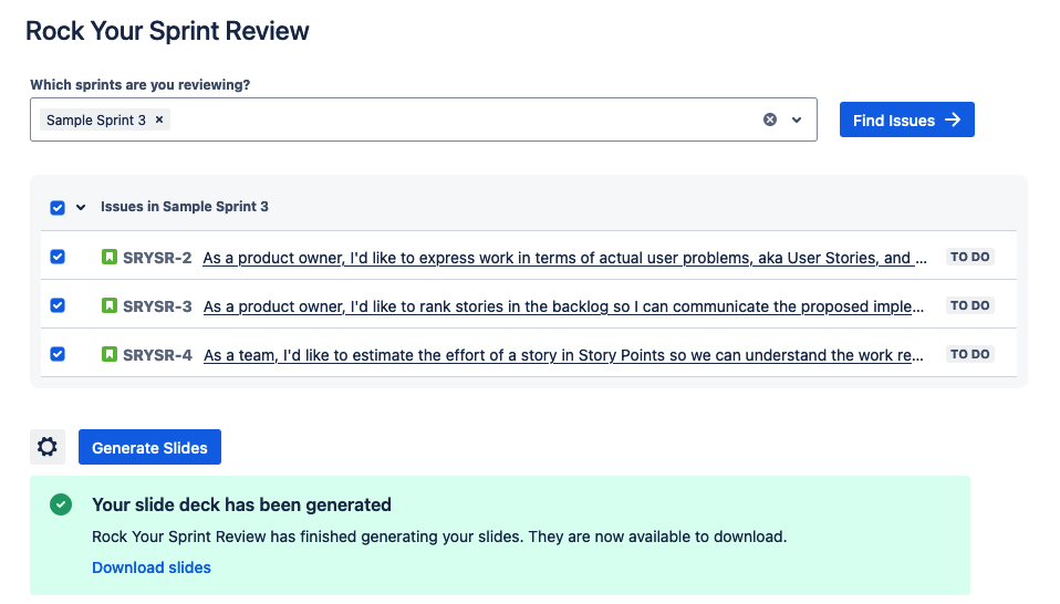 Rock your Sprint Review for Jira