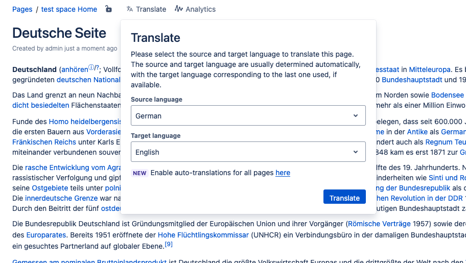 Next Generation Translator for Confluence